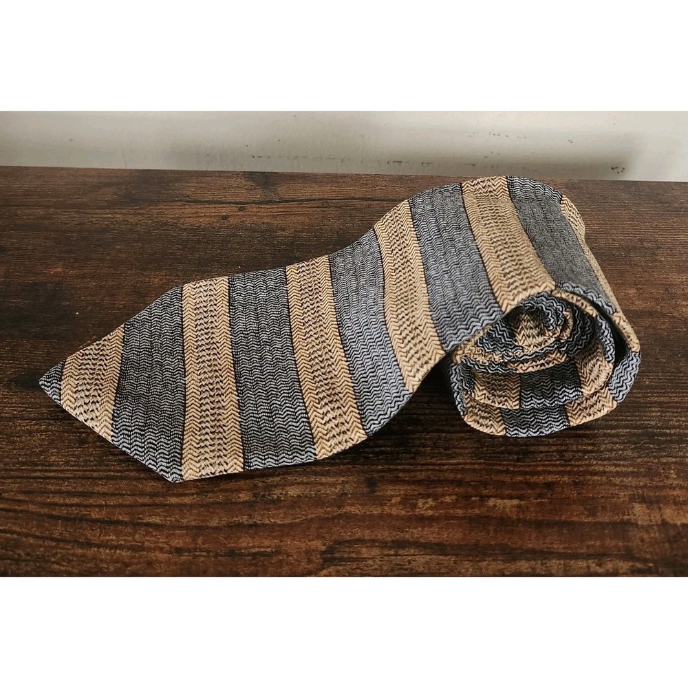 ARCADIA Mens Rustic Simplicity 100%  Silk Necktie Stripe Tie Made In USA
